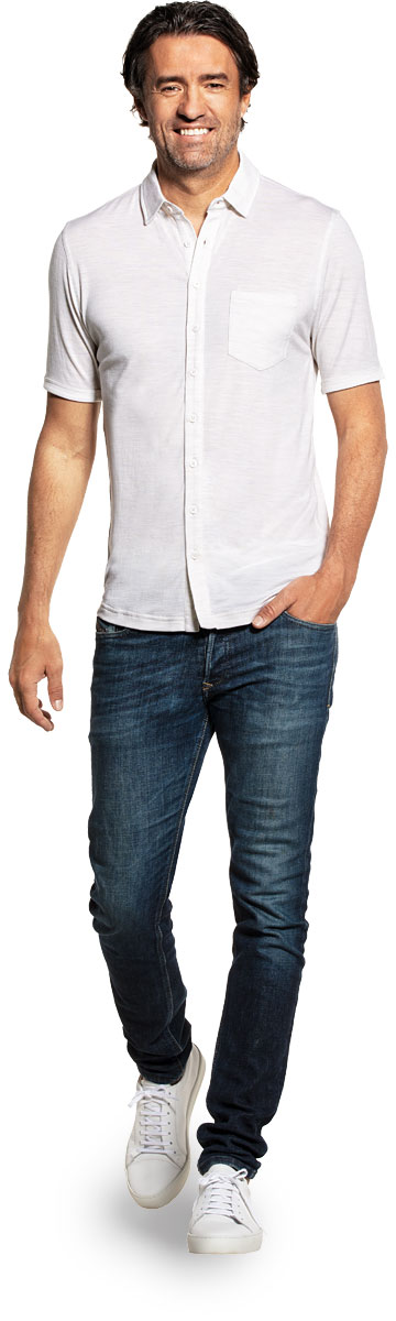 Joe Shirt Button Up Short Sleeve Sand White