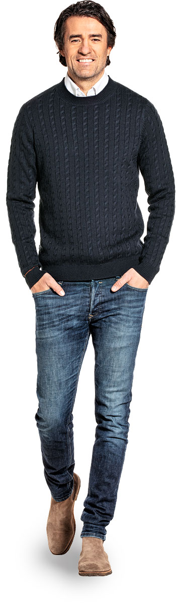 Zopfmuster Pullover Herren in Dunkelblau