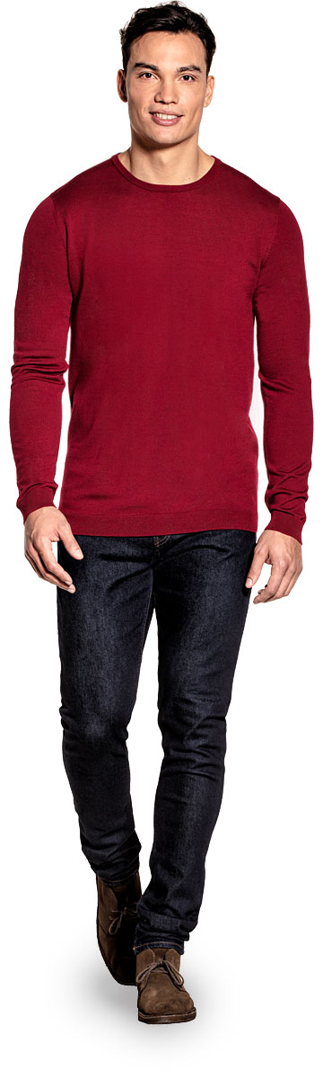 Joe Classic Crew Extra Long Burgundy Red