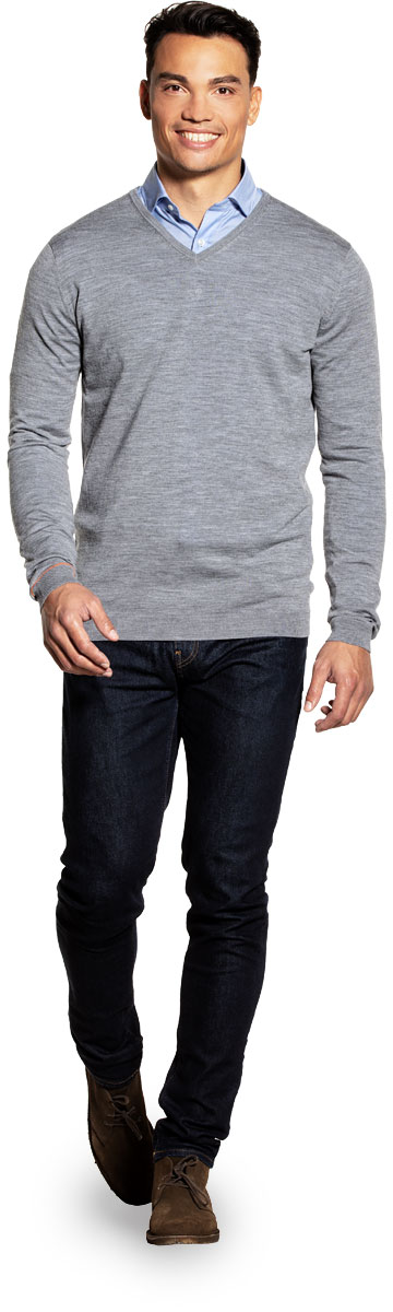 Joe V-neck Extra Long Silver Grey