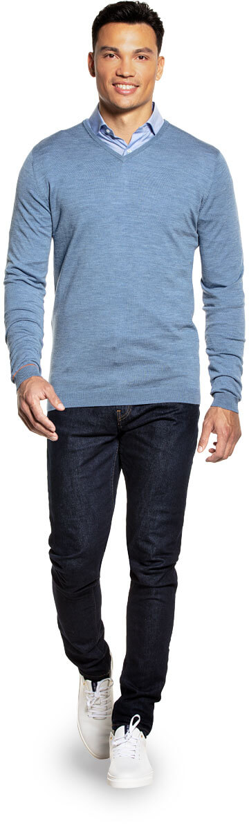 Joe V-neck Extra Long Ice Blue