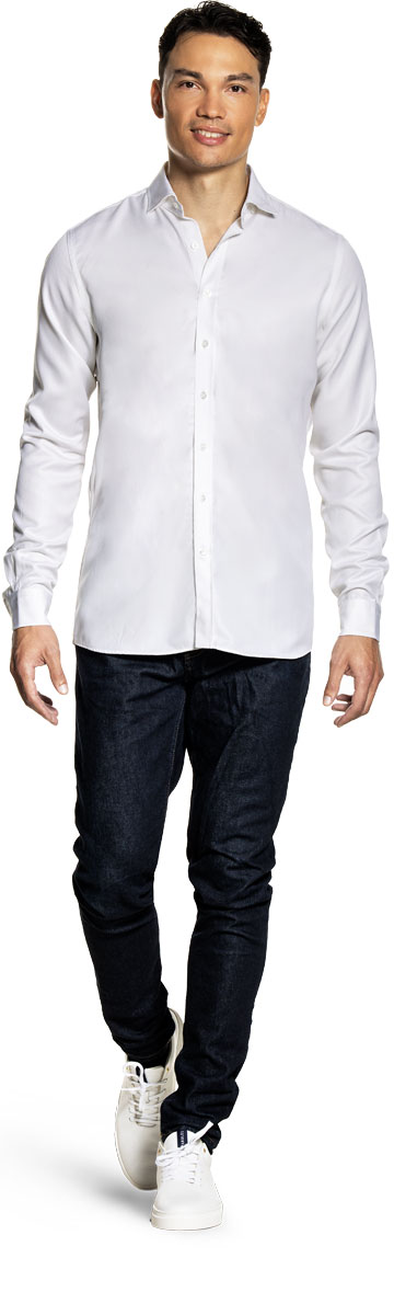 Joe Woven Shirt Extra Long Wool White