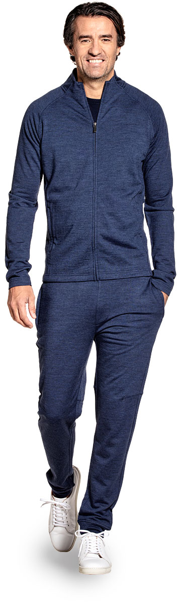 Sweatjacke für Herren aus Merinowolle in Blau