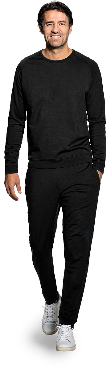 Sweatshirt for men made of Merino wool in Black