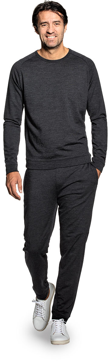 Sweatshirt for men made of Merino wool in Dark grey