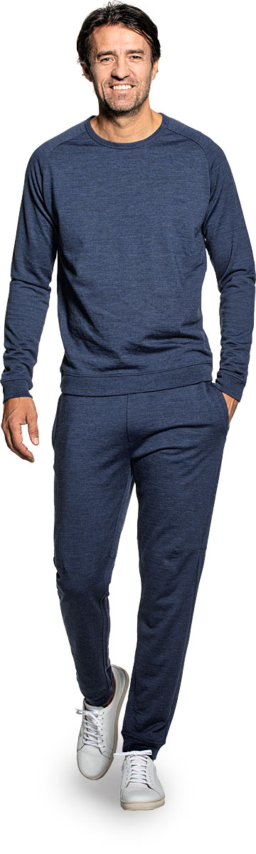 Sweatshirt voor mannen gemaakt van merinowol in het Blauw