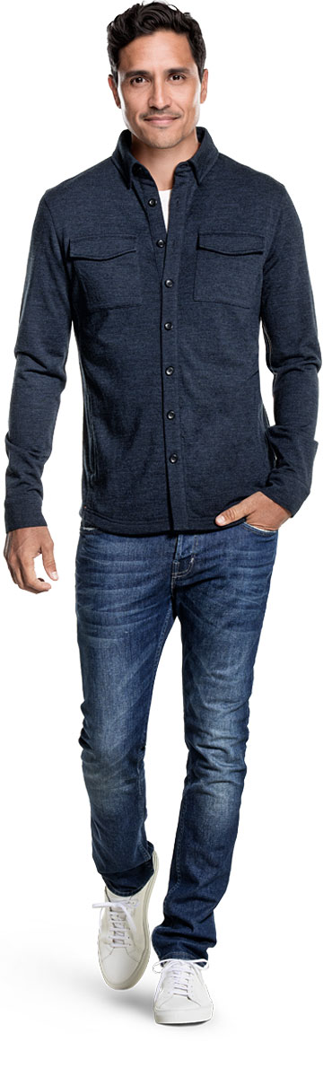 Blauw overshirt voor heren.