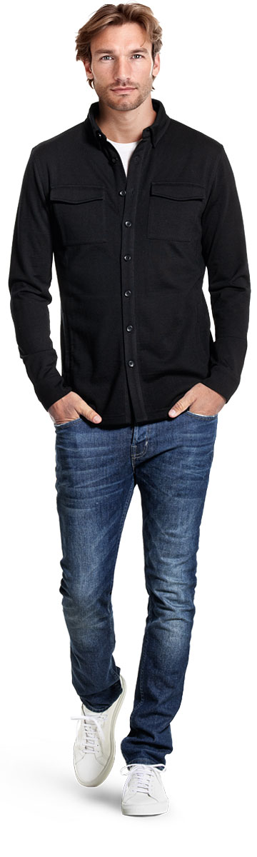 Zwart overshirt voor heren.