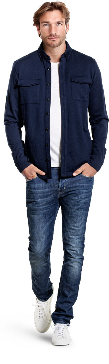 Donkerblauw overshirt voor heren.