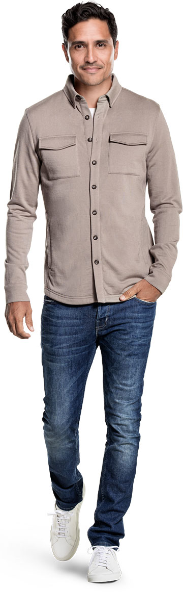 Beige overshirt voor heren.