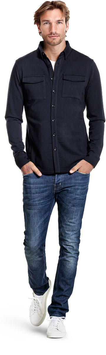 Donkerblauw overshirt voor heren.