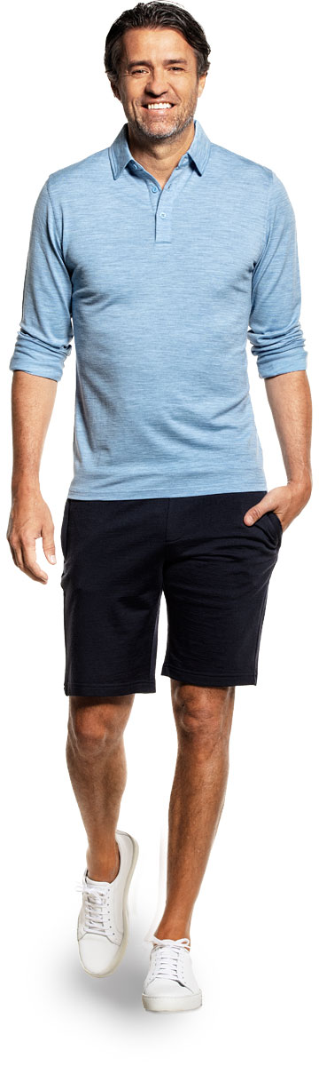 Shirt Polo Long Sleeve Glacier Blue