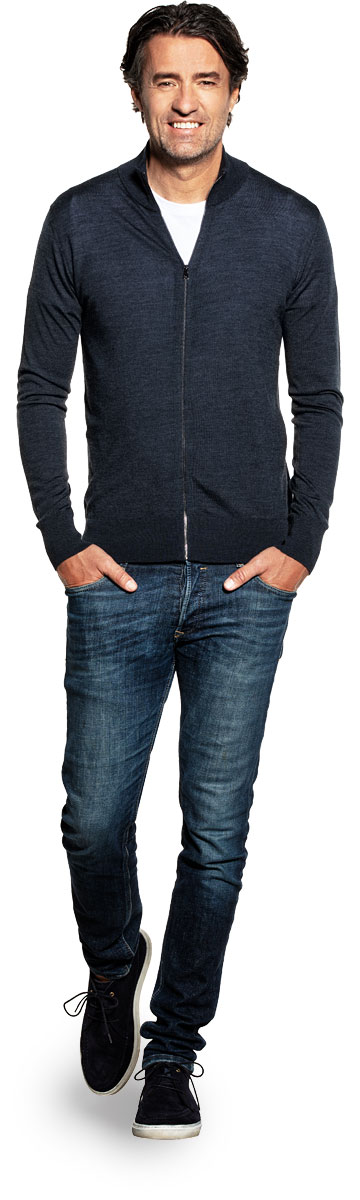 Joe Riva Cardigan Zip Blue Whale 