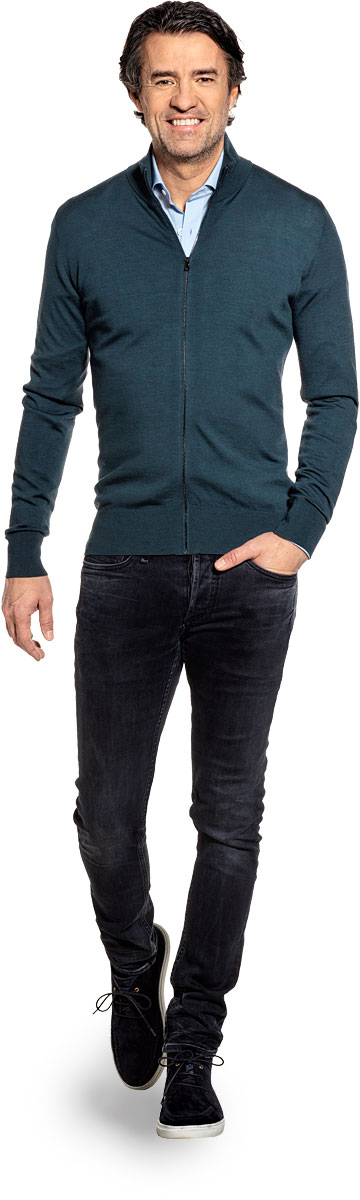 Joe Riva Cardigan Zip Proud Peacock