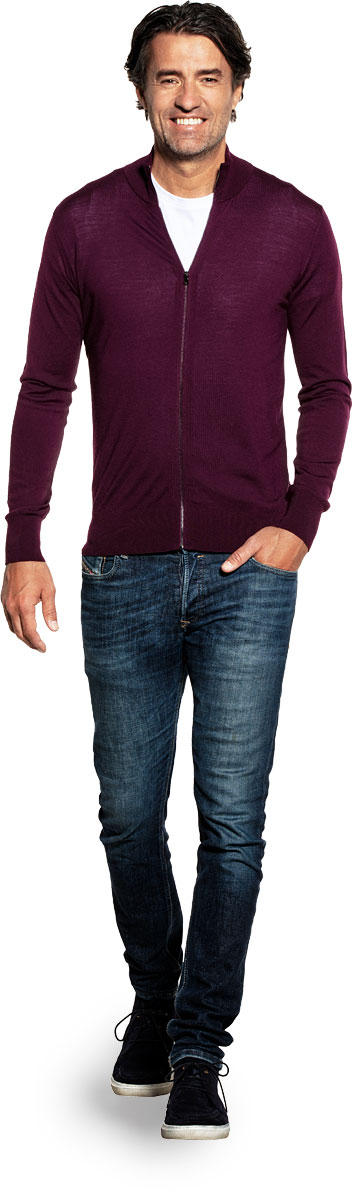 Joe Riva Cardigan Zip Red Cabbage