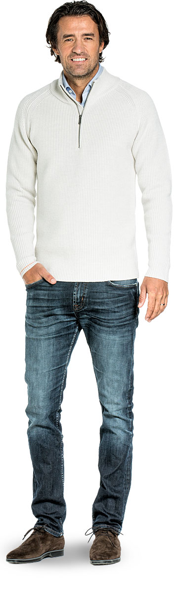 Fisherman sweater for men made of Merino wool in White
