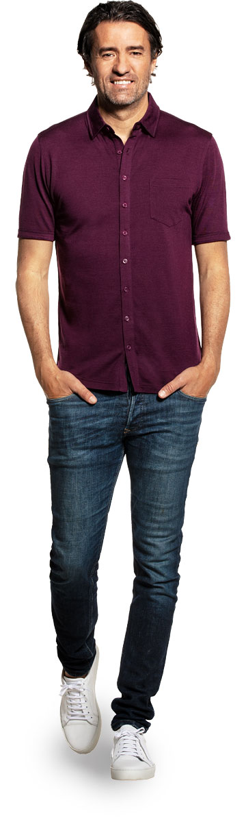 Joe Shirt Button Up Short Sleeve Red Cabbage
