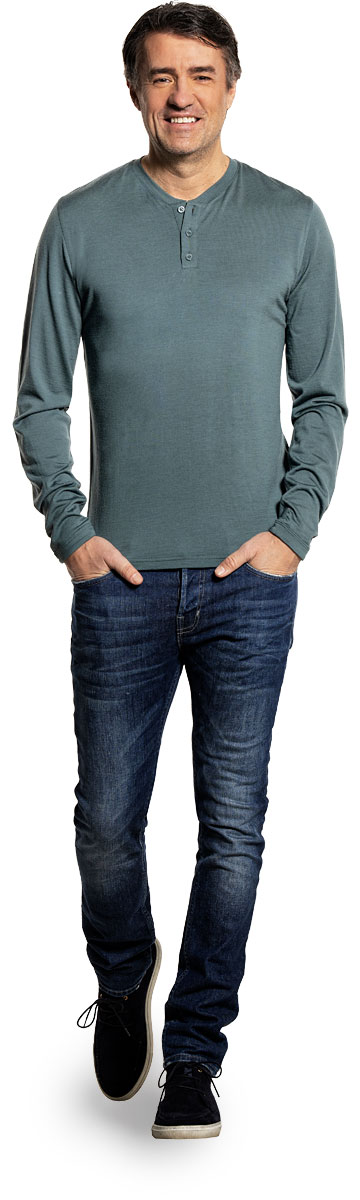 Shirt Henley Long Sleeve Green Sage