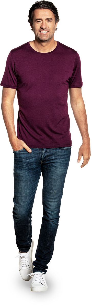 Merino T-Shirt mit Rundhals dunkelrot