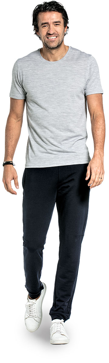 Crew neck T-shirt for men made of Merino wool in Light grey