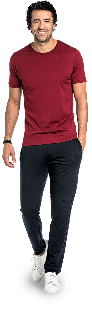 Merino T-Shirt mit Rundhalsausschnitt in Rot