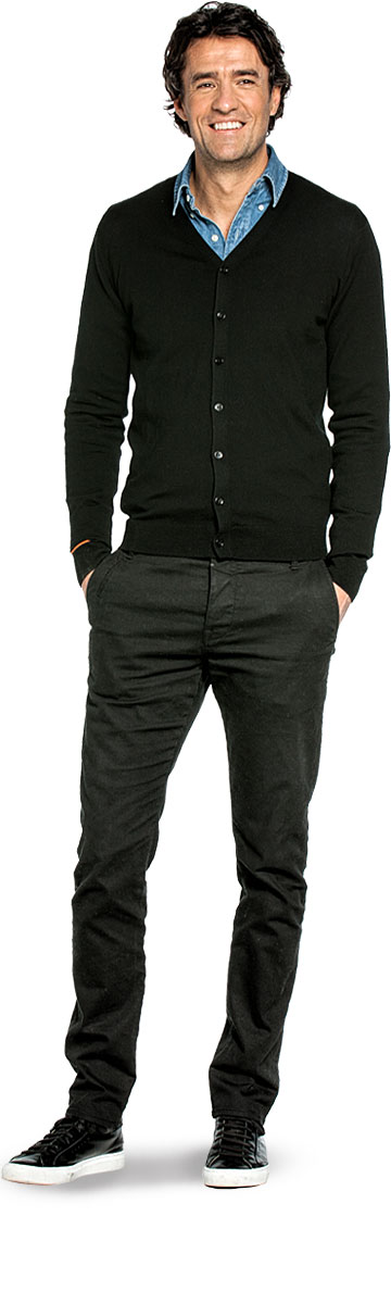 Vest met knopen voor mannen gemaakt van merinowol in het Zwart