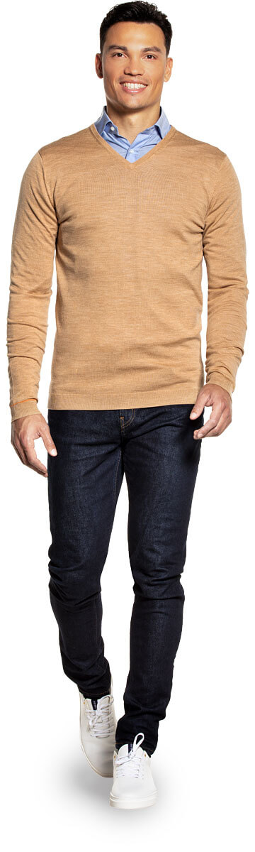 Joe V-neck Extra Long French Cognac