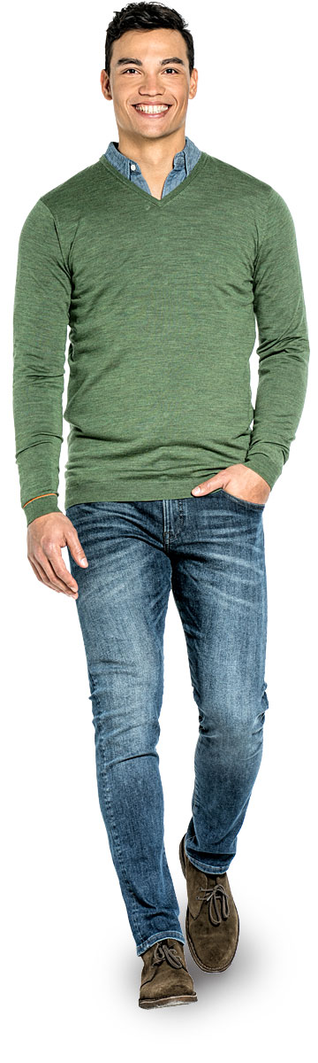 Joe V-neck Extra Long Forest Green