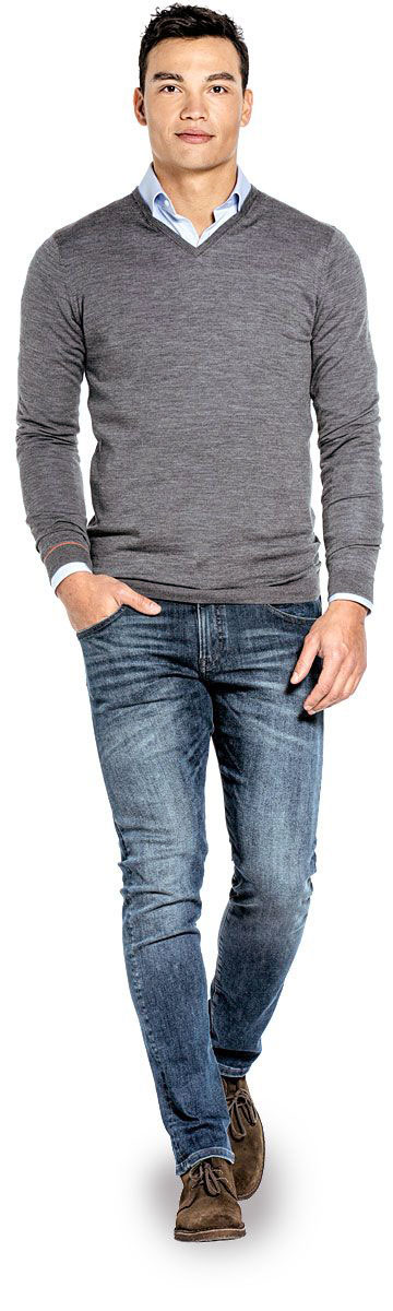 Joe V-neck Extra Long Harvard Grey