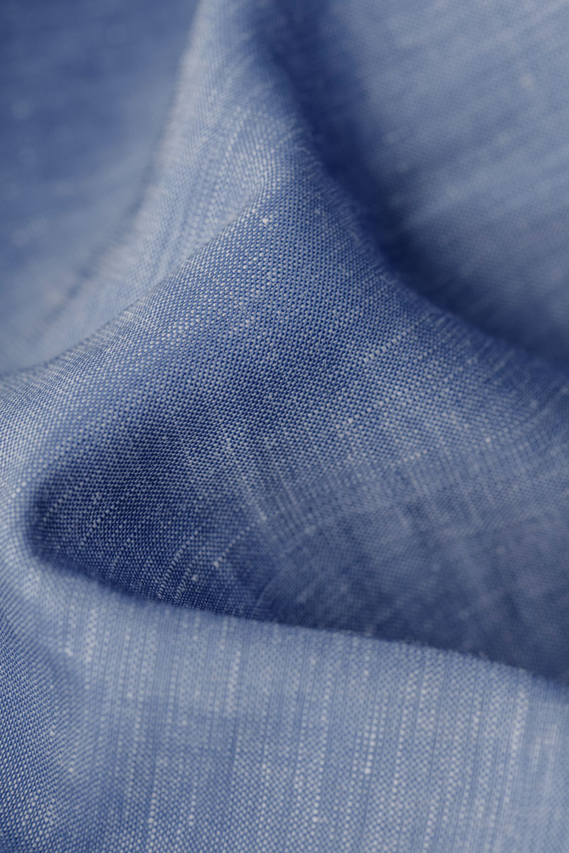 Linen Wool Woven Shirt Jeans Blue