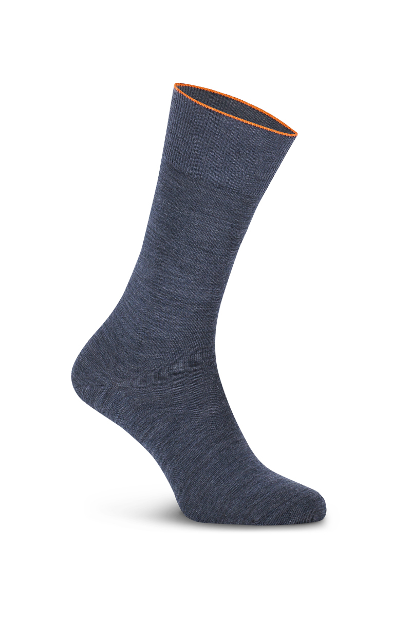 Merino Socken dünn blau