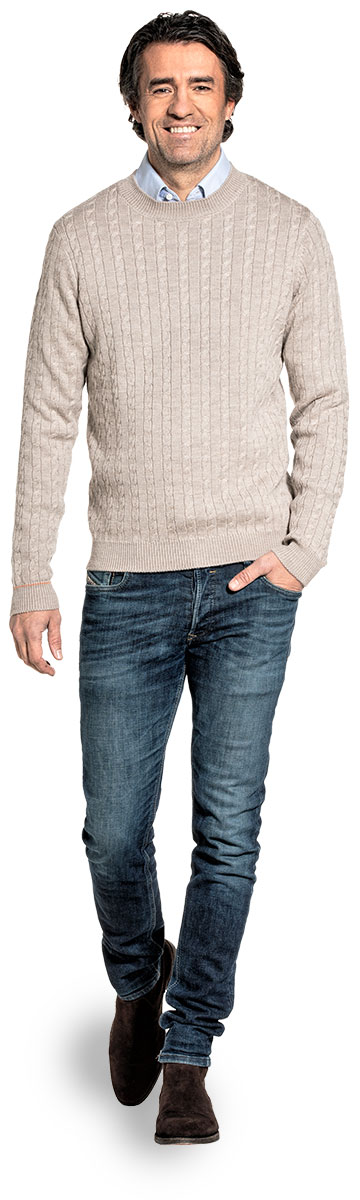 Zopfmuster Pullover für Herren in Beige