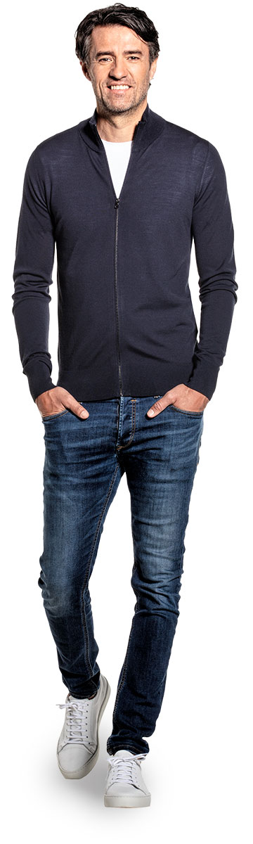 Joe Riva Cardigan Zip Blue Grey