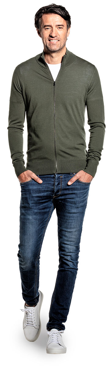 Joe Riva Cardigan Zip Classy Moss