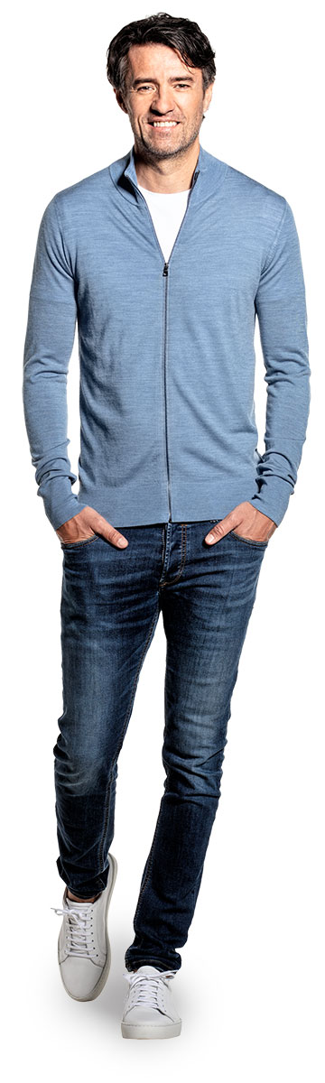 Joe Riva Cardigan Zip Ice Blue