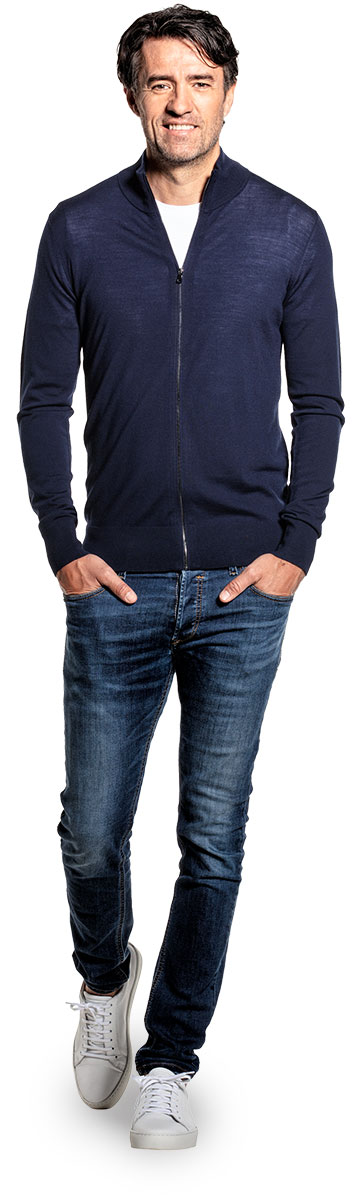 Joe Riva Cardigan Zip Navy Blue