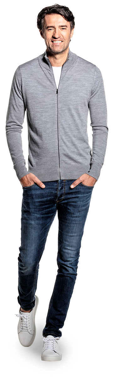 Joe Riva Cardigan Zip Silver Grey