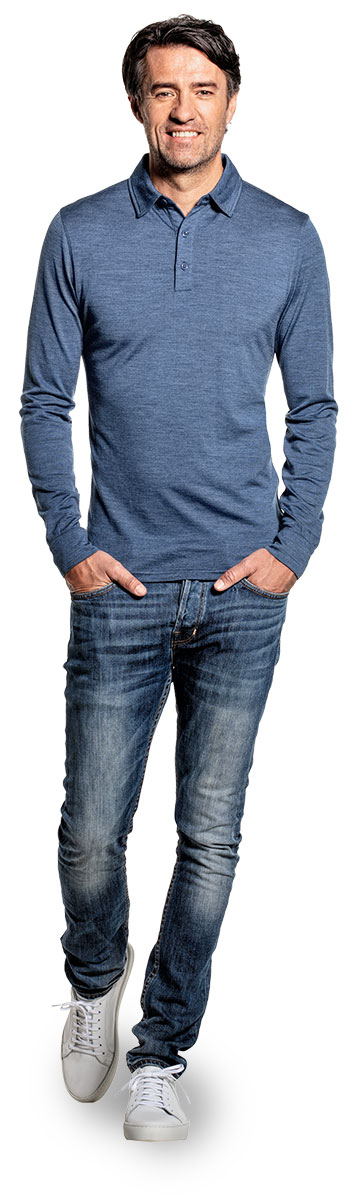 Shirt Polo Long Sleeve Jeans Blue