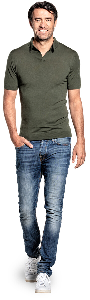 Riva Short Sleeve voor mannen gemaakt van merinowol in het Groen
