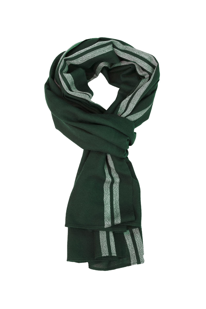 Scarf for men made of Merino wool in Dark green