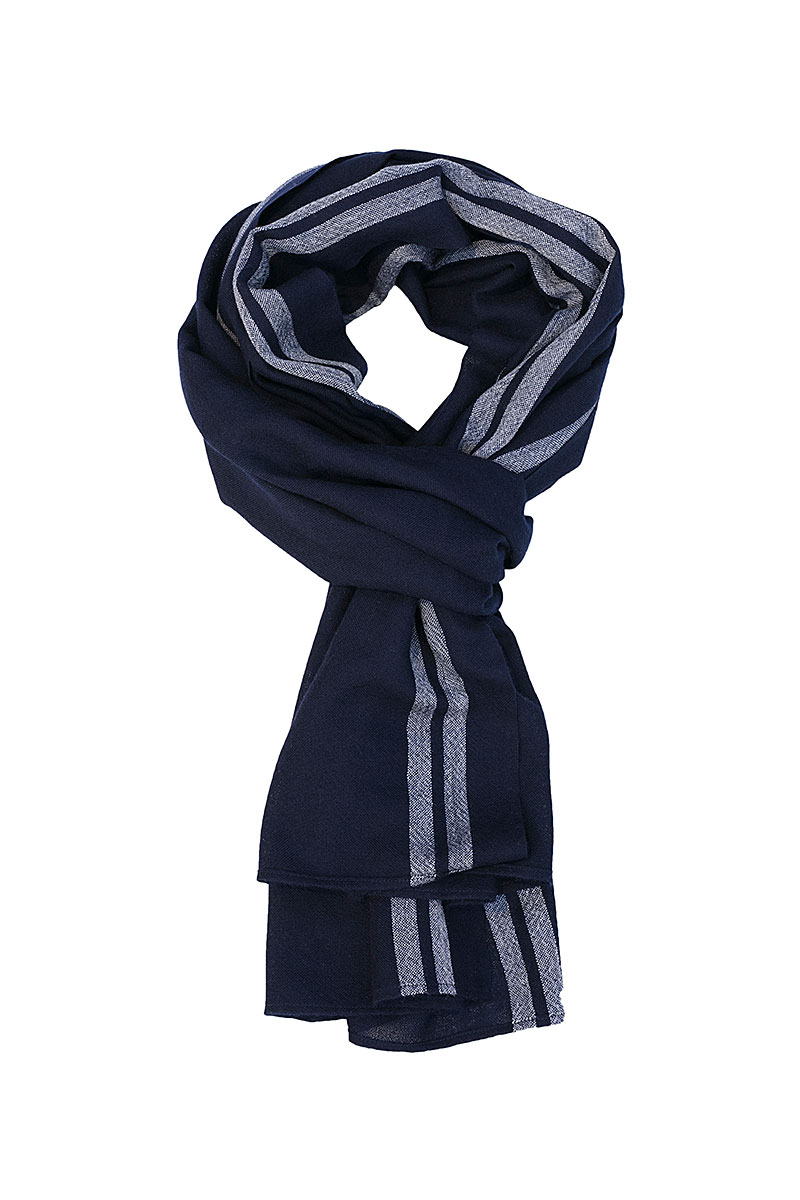 Scarf for men made of Merino wool in Dark blue