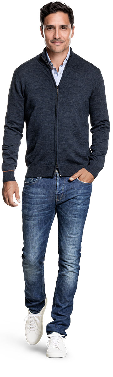 Joe Cardigan 2-Way Zip Blue Whale