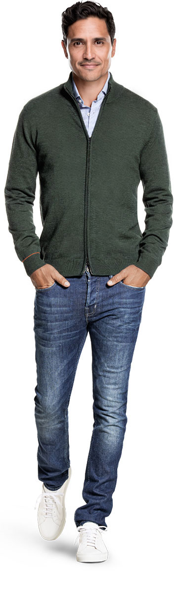 Joe Cardigan 2-Way Zip British Green