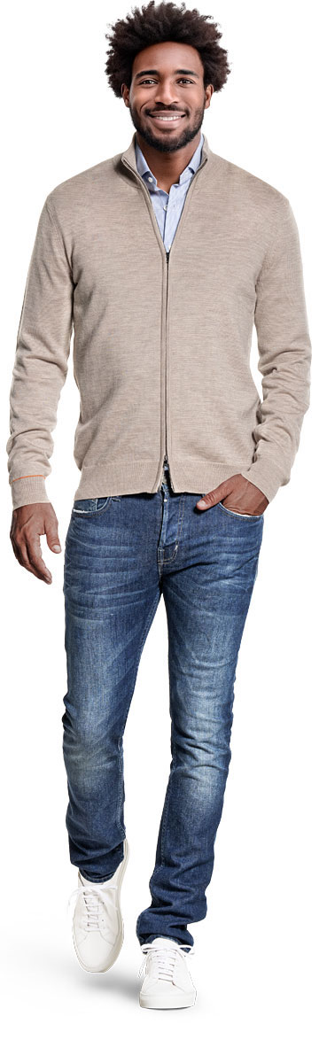 Joe Cardigan 2-Way Zip Desert Beige