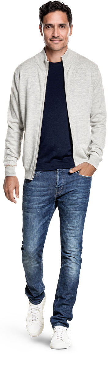 Joe Cardigan 2-Way Zip Dover Grey