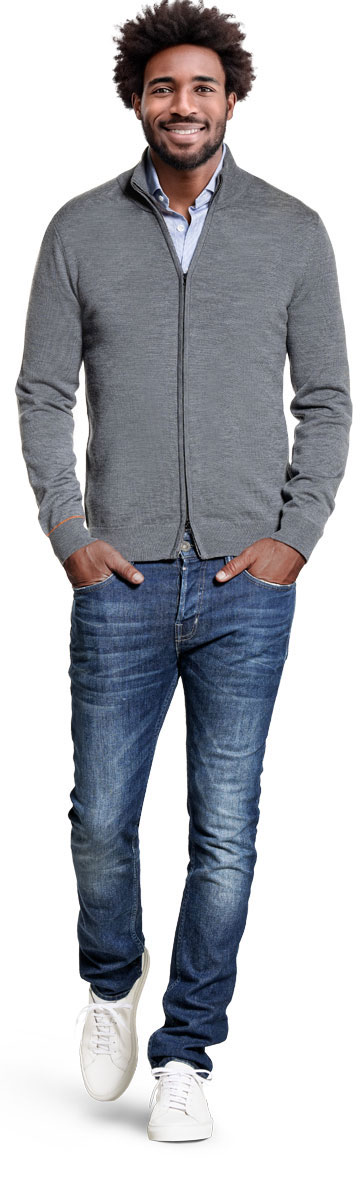 Joe Cardigan 2-Way Zip Harvard Grey