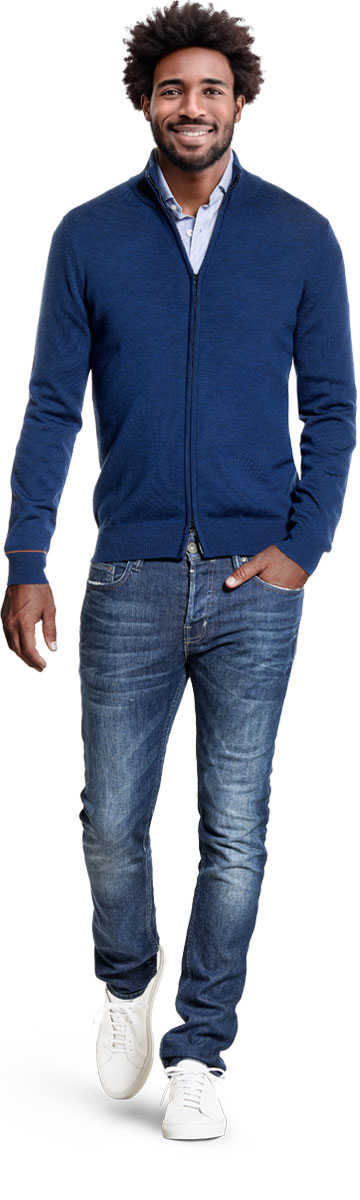 Joe Cardigan 2-Way Zip New Navy