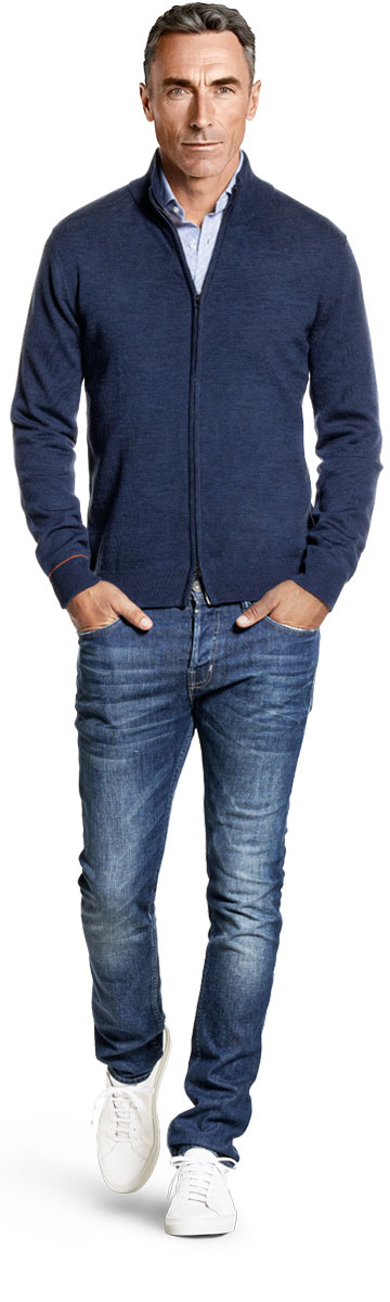 Joe Cardigan 2-Way Zip Summernight Navy