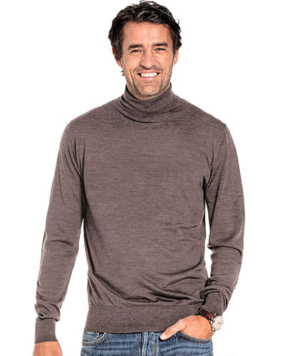 Brauner Wollpullover mit Rollkragen