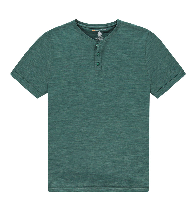 Merino Henley shirt in het groen